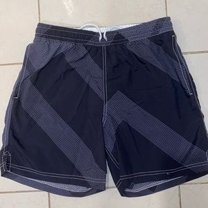 Billy Reid Black and White Swim Trunks